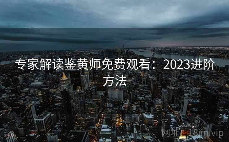 专家解读鉴黄师免费观看：2023进阶方法
